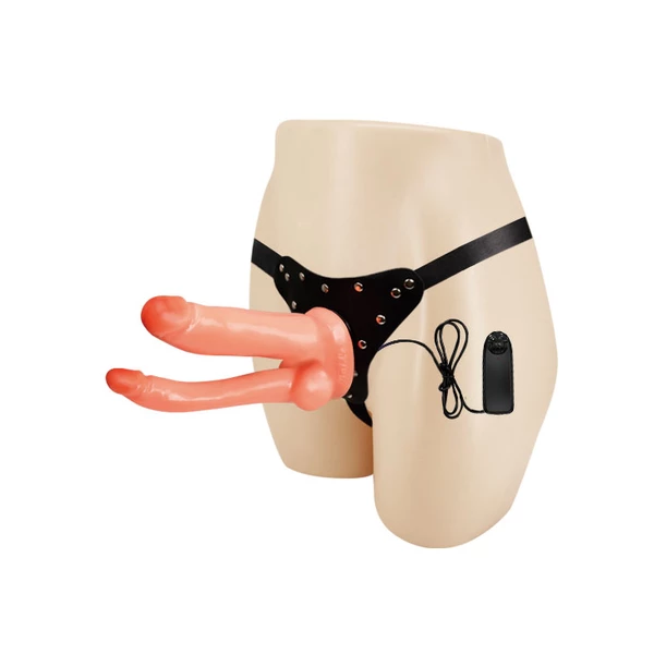 Baile Jessica Double Strap On Vibrating - podwójne wibrujące dildo strap on