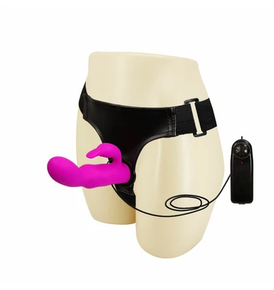 Baile Strap On Ultra Harness Double Vibration - dildo strap on wibrujący króliczek