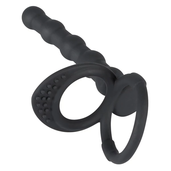 Black Velvets Cock &amp; Ball Ring - Pierścień erekcyjny z koralikami analnymi