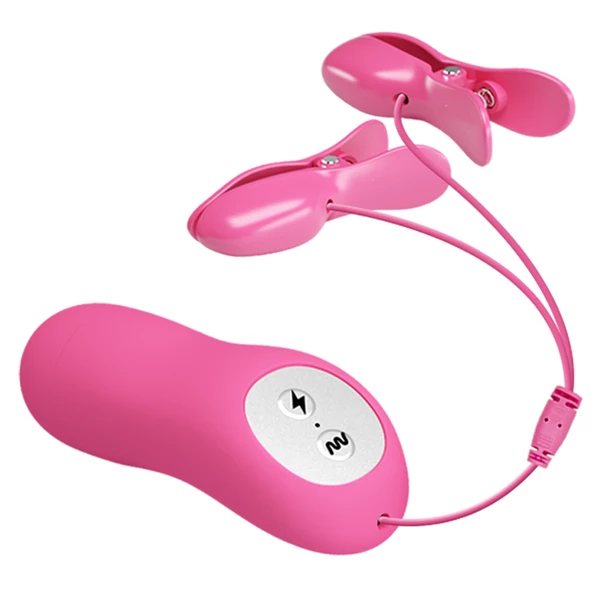 Baile Romantic Wave Pink - wibrujące zaciski na sutki, ciemnoróżowe