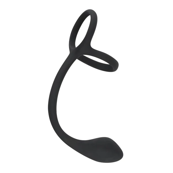 Black Velvets Cock + Ball Ring - Pierścień erekcyjny z korkiem analnym