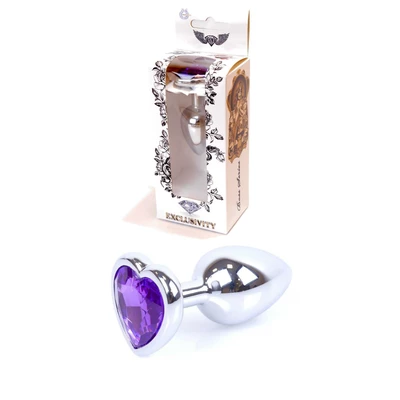 Boss Series Jewellery Silver Heart Purple  - Análny kolík fialový