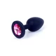 Boss Series Jewellery Black Silikon Plug Small Pink Diamond  - Análny kolík čierny