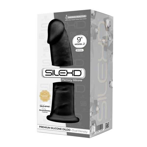 Cnex SD Model 2 - 9' Black Thermo - Dildo klasyczne termoaktywne, czarne