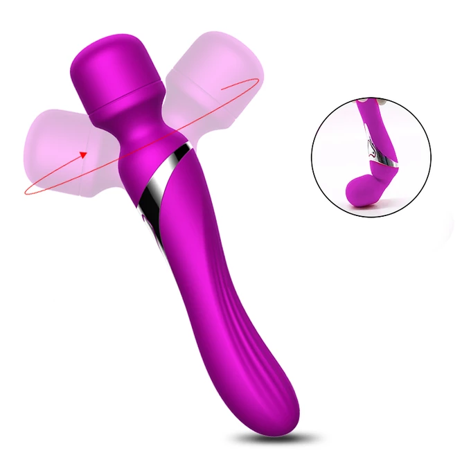 Boss Series Silicone Dual Massager 7 - Wibrator wand / klasyczny, fioletowy