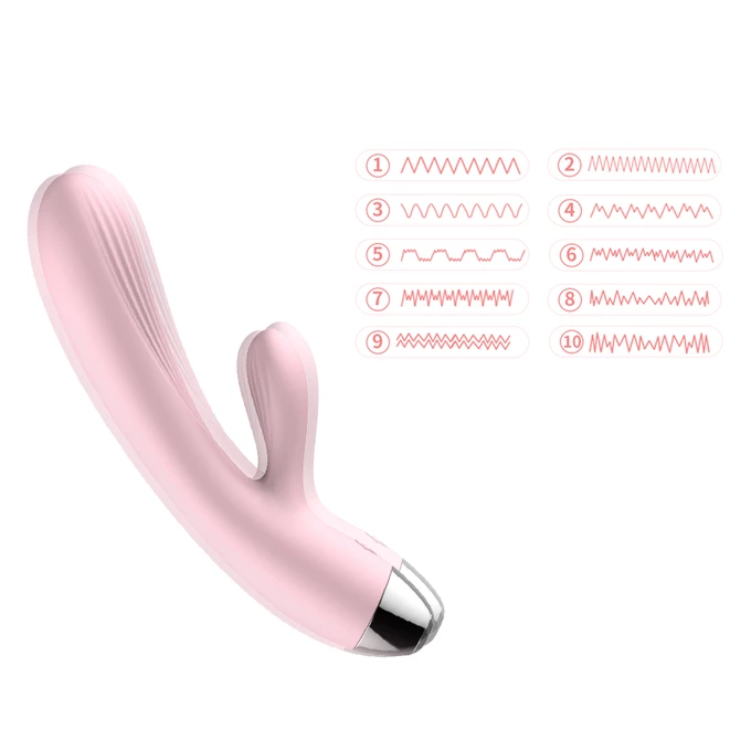 Boss Series Silicone Vibrator Pink 10 - Wibrator króliczek z funkcją podgrzewania