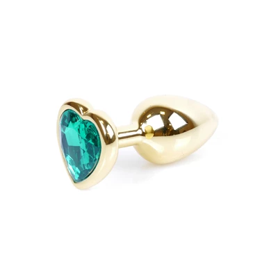 Boss Series Jewellery Gold Heart Green - Korek analny, fioletowy