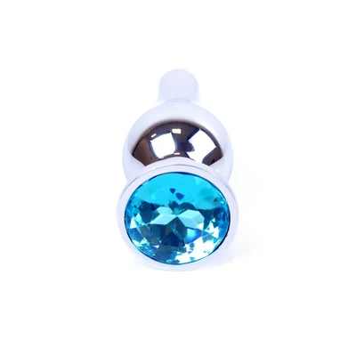 Boss Series Jewellery Silver Butt Light Blue - Korek analny, błękitny