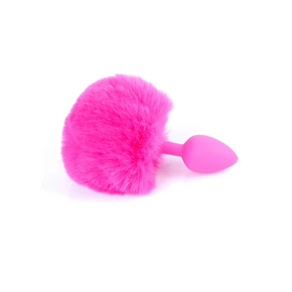 Boss Series Jewellery Silikon Plug Bunny Tail Pink - Korek analny z ogonkiem, różowy