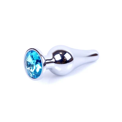 Boss Series Jewellery Silver Butt Light Blue - Korek analny, błękitny