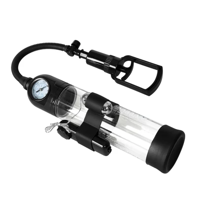 Boss Series Powerpump Master Vibrating Black&amp;Clear - Pompka powiększająca penisa
