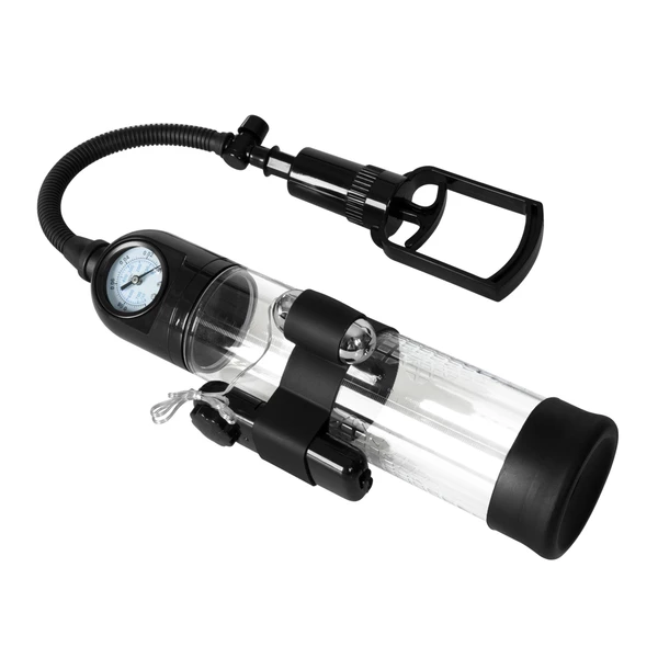 Boss Series Powerpump Master Vibrating Black&amp;Clear - Pompka powiększająca penisa