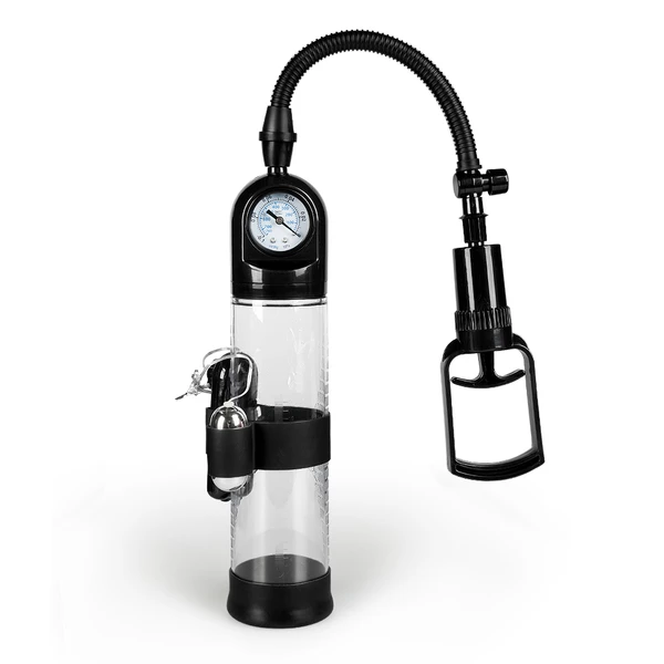 Boss Series Powerpump Master Vibrating Black&amp;Clear - Pompka powiększająca penisa