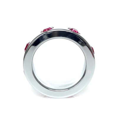 Boss Series Metal Ring Pink Diamonds M - Metalowy pierścień erekcyjny