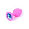 Boss Series Jewellery Pink Silikon Plug Medium Light Blue Diamond - Korek analny, różowy