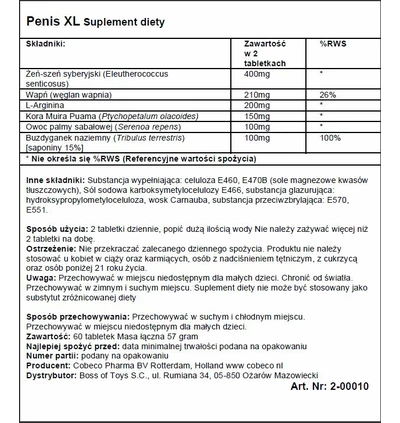 Cobeco Penis Xl Tabs East Efs - Tabletki na powiększenie penisa