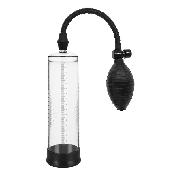 Boss Series Powerpump Black&amp;Clear - Pompka powiększająca penisa, przezroczysta
