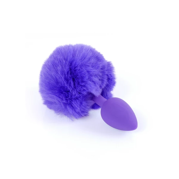 Boss Series Jewellery Silikon Plug Bunny Tail Purple - Korek analny z ogonkiem, fioletowy