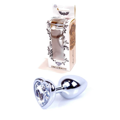 Boss Series Jewellery Silver Heart Clear  - Priehľadný análny kolík