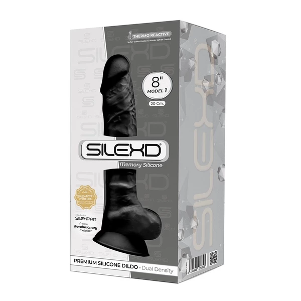 Cnex SD Model 1 - 8' Black Thermo - Dildo klasyczne termoaktywne, czarne
