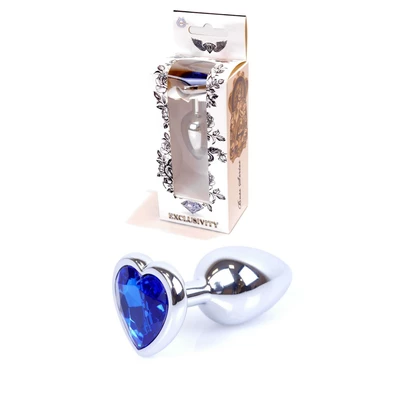 Boss Series Jewellery Silver Heart Dark Blue  - Modrý análny kolík