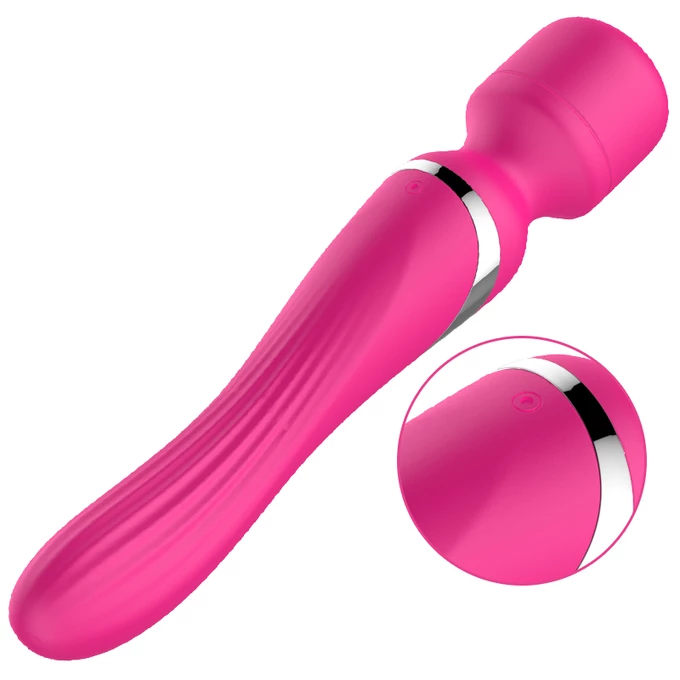 Boss Series Silicone Dual Massager 7 - Wibrator wand / klasyczny, różowy