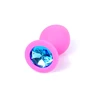 Boss Series Jewellery Pink Silikon Plug Medium Light Blue Diamond - Korek analny, różowy