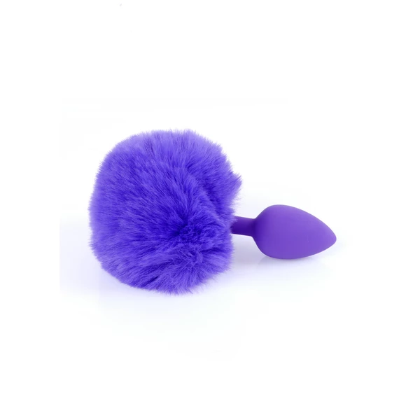 Boss Series Jewellery Silikon Plug Bunny Tail Purple - Korek analny z ogonkiem, fioletowy