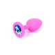 Boss Series Jewellery Pink Silikon Plug Small Light Blue Diamond  - Ružový análny kolík