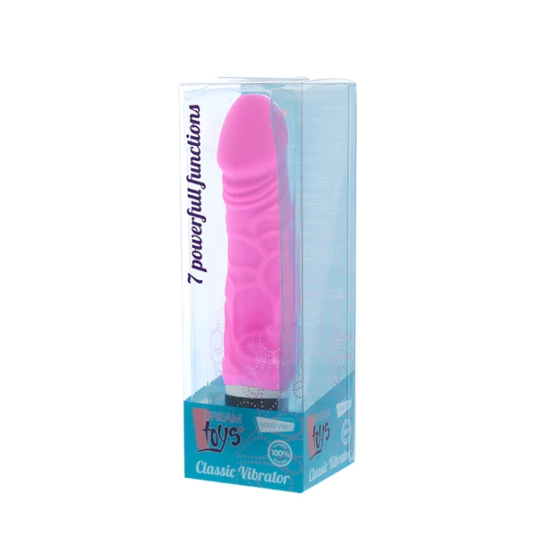 Dream Toys Purrfect Silicone Classic 6.5I nch Pink - Dildo wibrujące, różowe