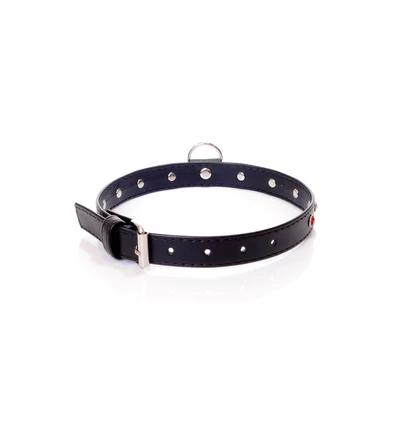 Fetish Fantasy Collar 2 Cm. Red Crystal - Obroża na szyje, Czarno-czerwona