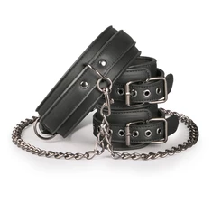 Easy Toys Leather Collar With Handcuffs  - putá na ruky s obojkom