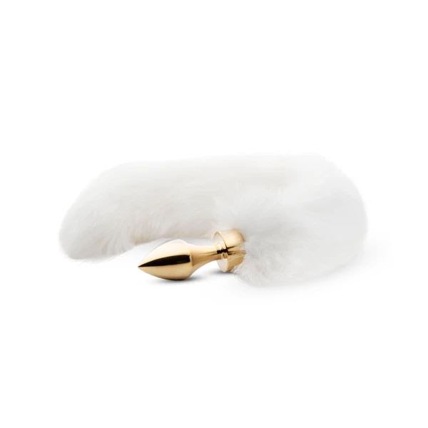 Easy Toys Fox tail 07 gold - Korek analny z ogonkiem, Biały
