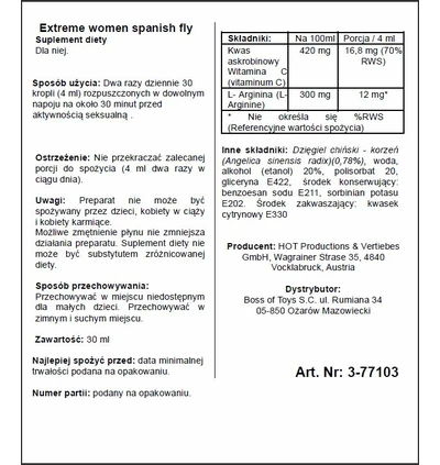 HOT Spain Fly Extreme Women- 30Ml - środek zwiększający libido