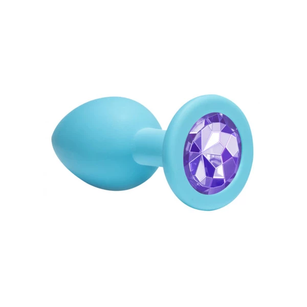 Lola Toys Anal Emotions Cutie Medium Turquoise Light Purple - Korek analny z diamentem, błękitny