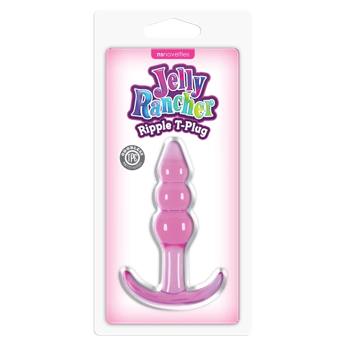 NS Novelties Jelly Rancher T-Plug Ripple Pink - Koraliki analne