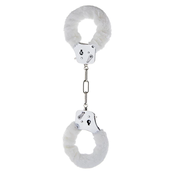 ToyJoy Furry Fun Cuffs White Plush - Kajdanki z futerkiem, białe