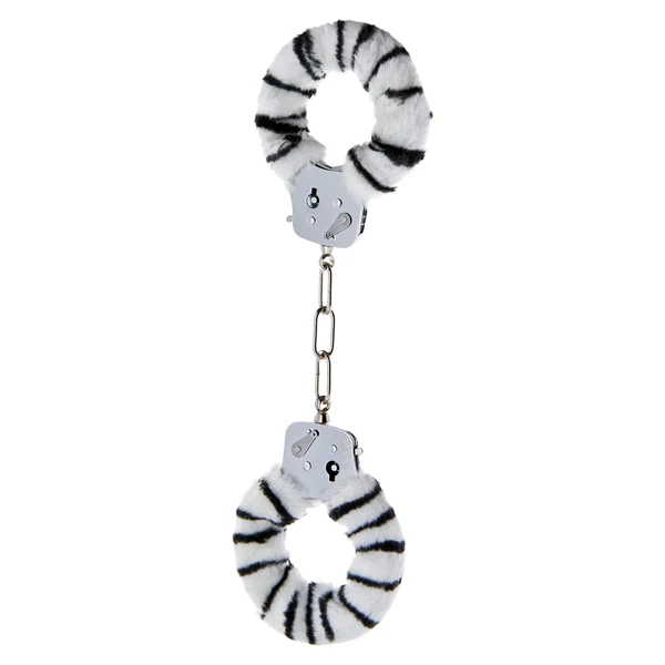 ToyJoy Furry Fun Cuffs Zebra Plush - Kajdanki z futerkiem, Biało-Czarne