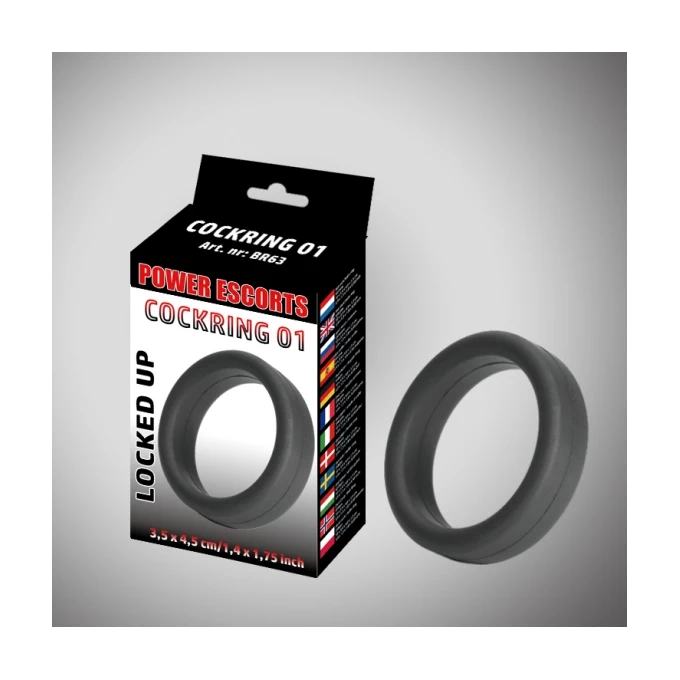 Power Escorts Cockring 01 Black Cockring 3,5 X 4,5 Cm - Elastyczny pierścień erekcyjny