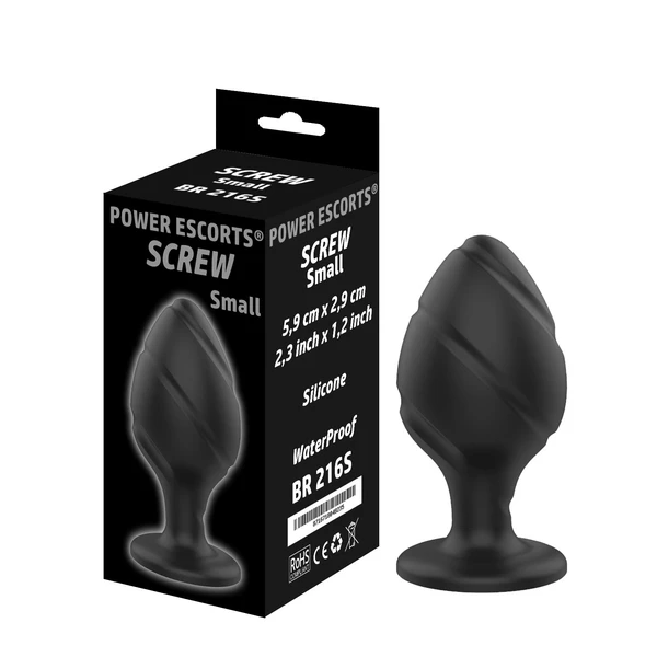 Power Escorts Screw Plug Small - Korek analny, czarny