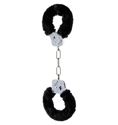 ToyJoy Furry Fun Cuffs Black Plush - Kajdanki z futerkiem, czarne