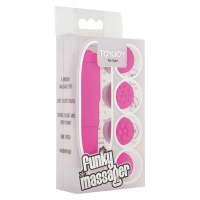 ToyJoy Funky Massager Violet - Wibrator łechtaczkowy z różnymi końcówkami, Różowy