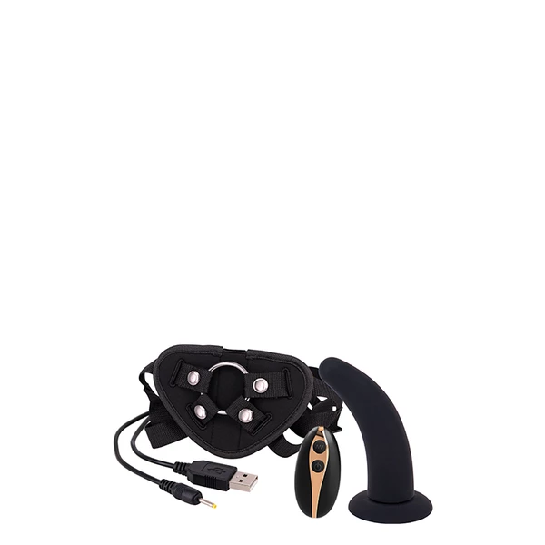 Seven Creations 5Inch Vibration Dildo Strap-On Black - Dildo strap on, wibrujące