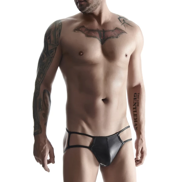 Regnes Men's Wetlook 01 - Męskie stringi, Czarne