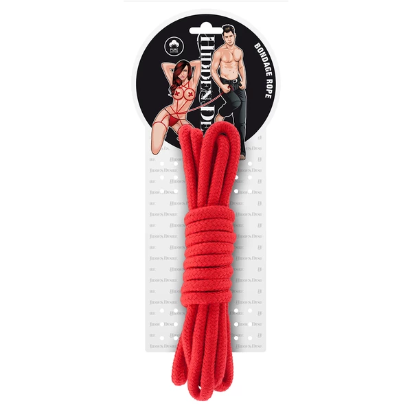 Hidden Desire Bondage Rope 3 Meter Red - Lina do krępowania Czerwony