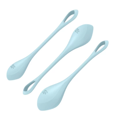 Satisfyer Yoni Power 2 (light blue) - Zestaw kulek do ćwiczenia mięśni kegla, Niebieski