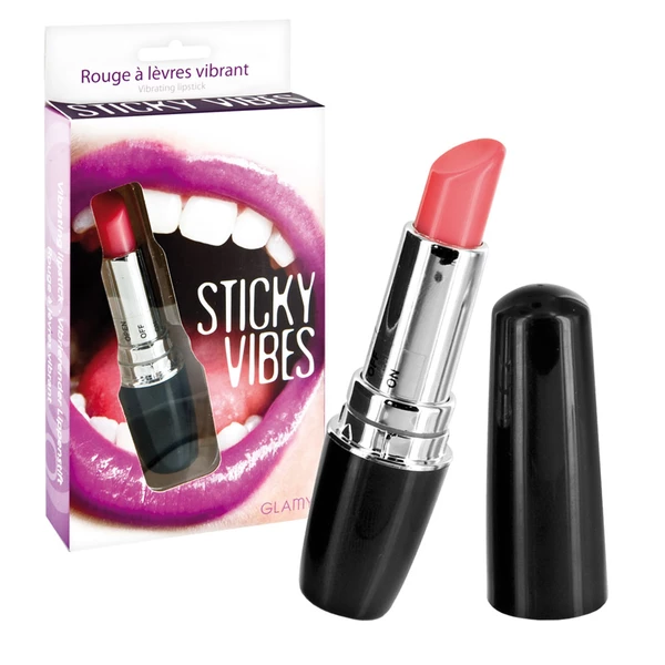 Glamy Sticky Vibes Black - Miniwibrator w kształcie szminki