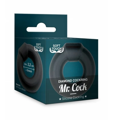 Mr. Cock Diamond Silicone Cockring Black - Elastyczny pierścień erekcyjny