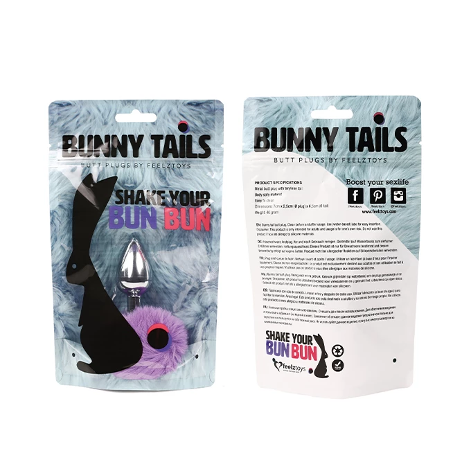 FeelzToys Bunny Tails Butt Plug Purple - korek analny z pomponem Fioletowy