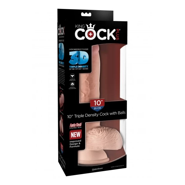 King Cock Triple Density with Balls 10 Inch - dildo na przyssawce